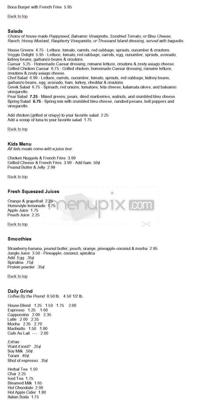 The Grind Cafe - San Francisco, CA menu_pic