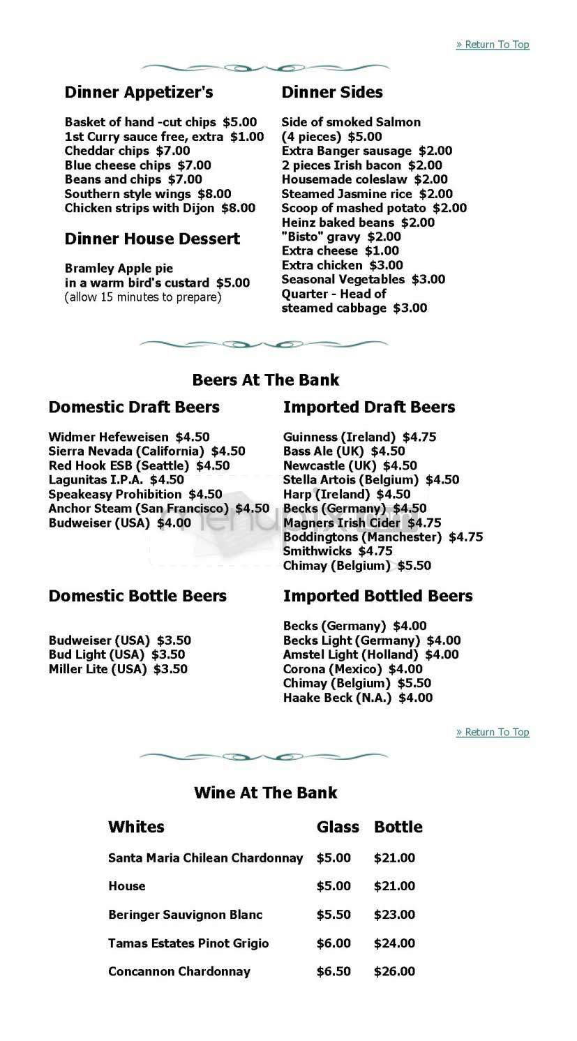 The Irish Bank - San Francisco, CA menu_pic
