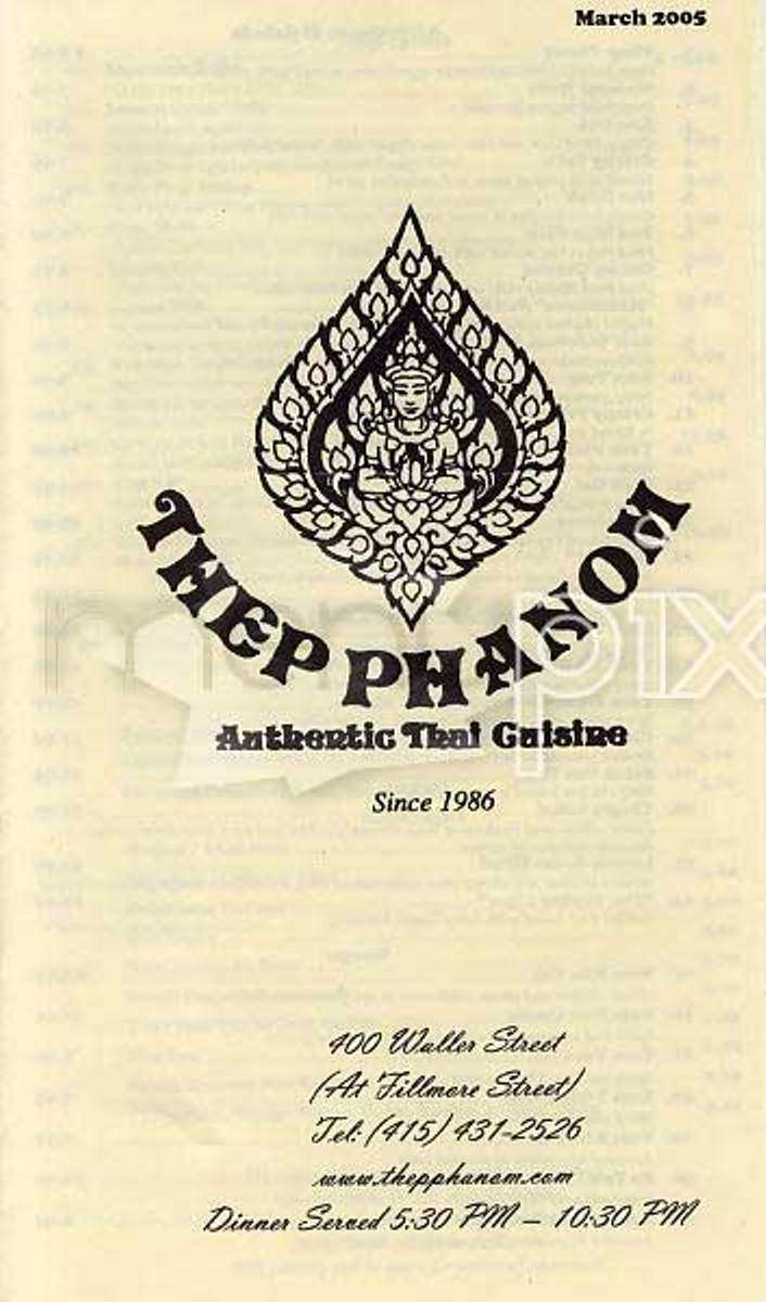 Thep Phanom - San Francisco, CA menu_pic