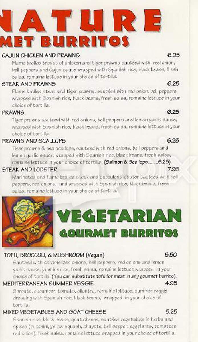 360 Degrees Gourmet Burritos - San Francisco, CA menu_pic