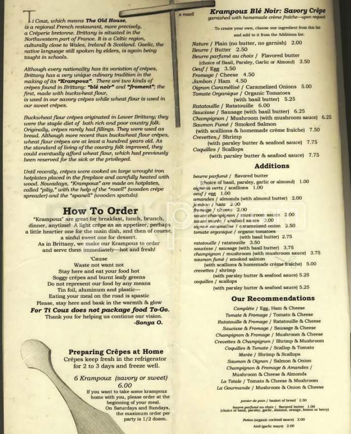 Ti Couz Creperie - San Francisco, CA menu_pic