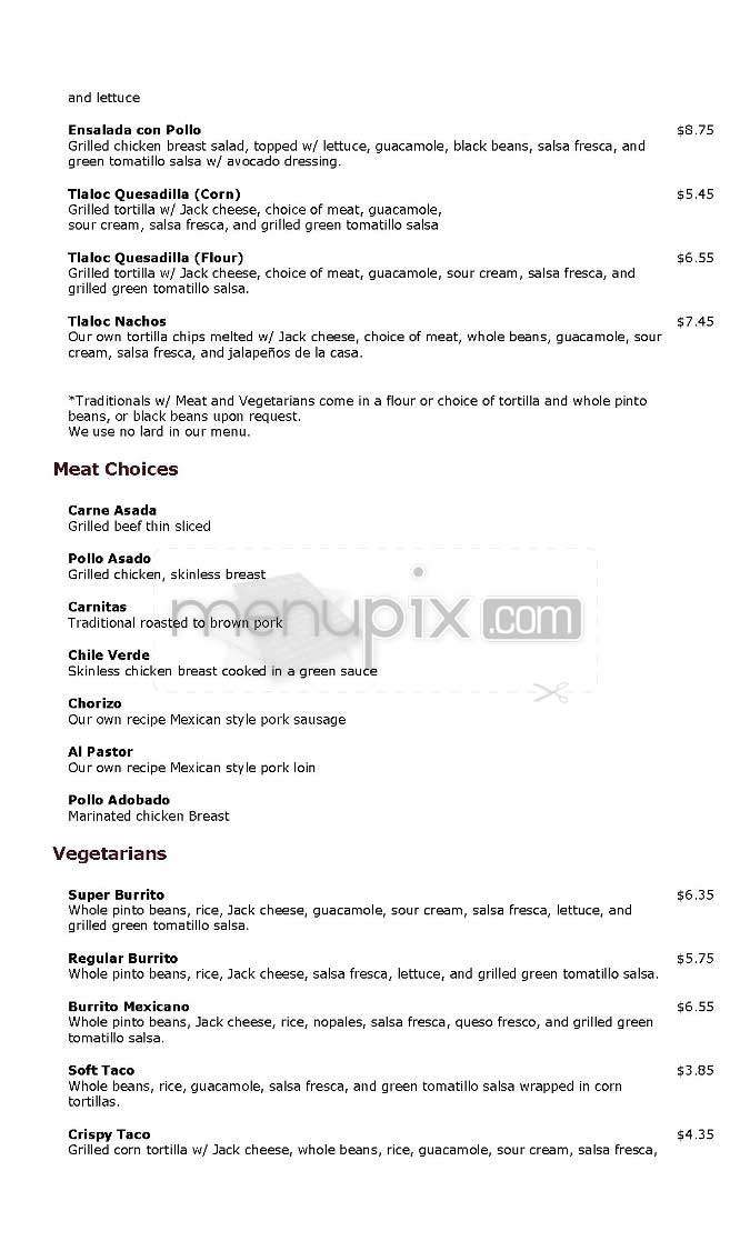 Tlaloc - San Francisco, CA menu_pic