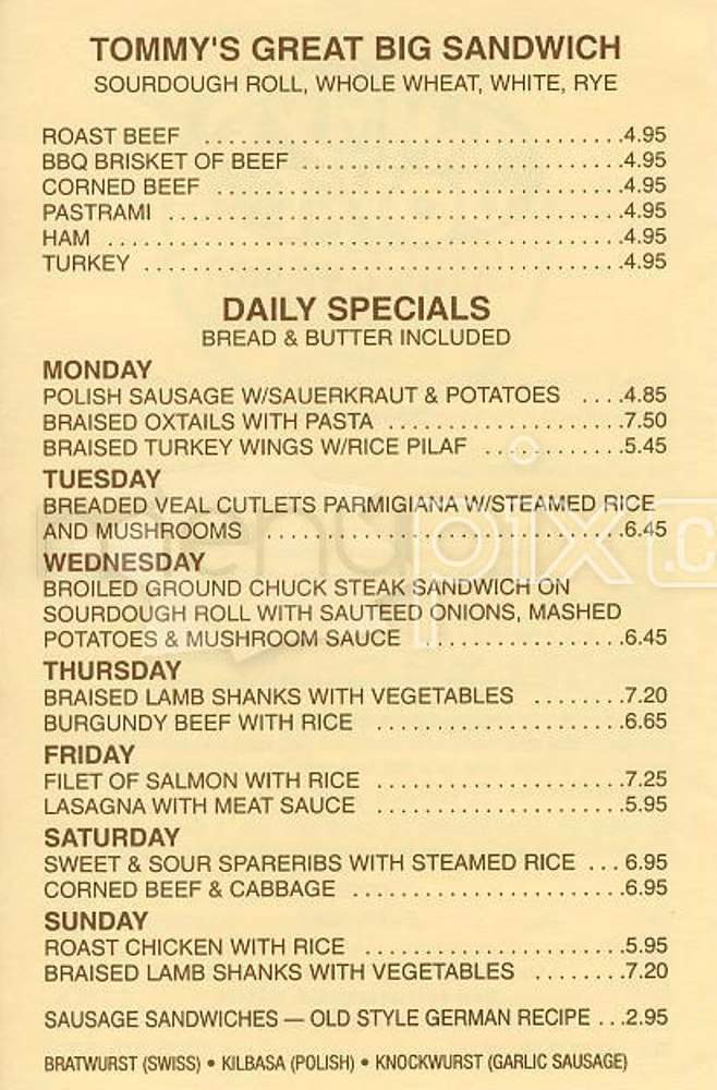 Tommy's Joynt - San Francisco, CA menu_pic