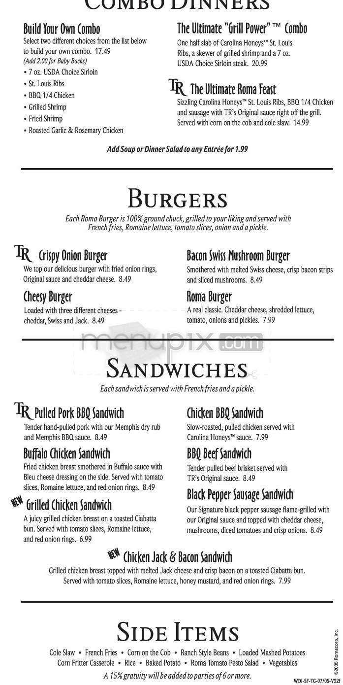 Tony Roma's - Lloydminster, AB menu_pic