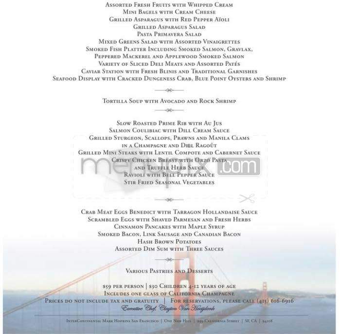 Top Of The Mark - San Francisco, CA menu_pic