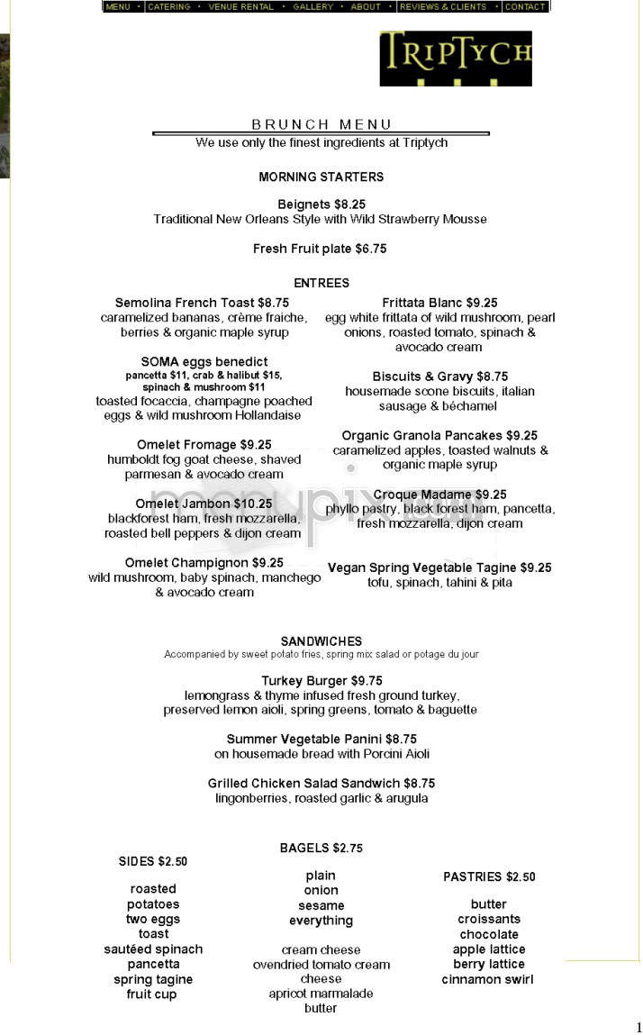 Triptych - San Francisco, CA menu_pic