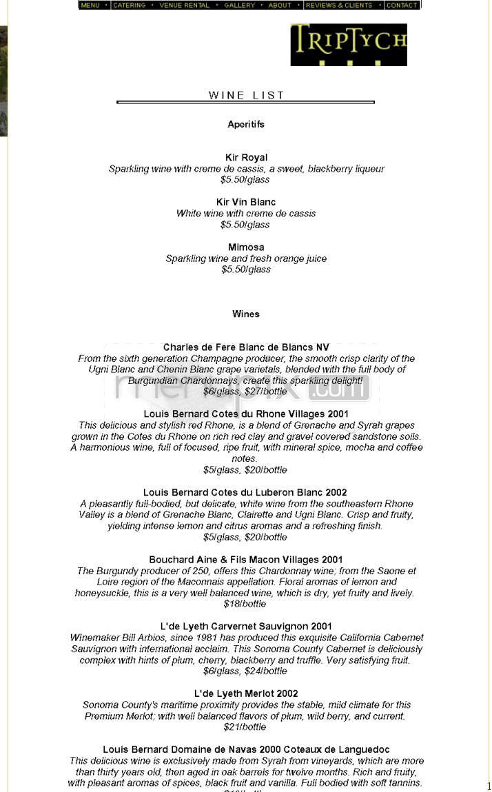 Triptych - San Francisco, CA menu_pic