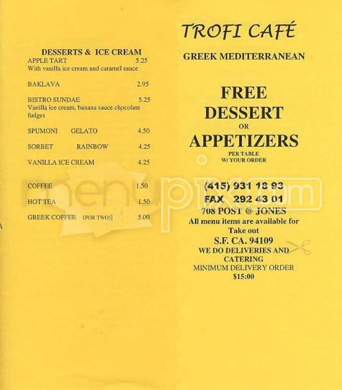 Trofi Cafe - San Francisco, CA menu_pic
