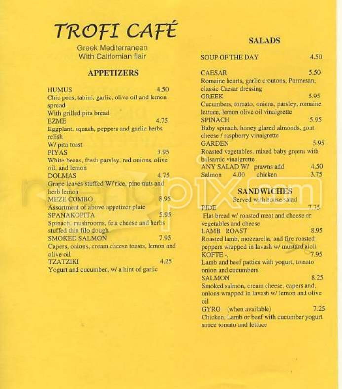 Trofi Cafe - San Francisco, CA menu_pic