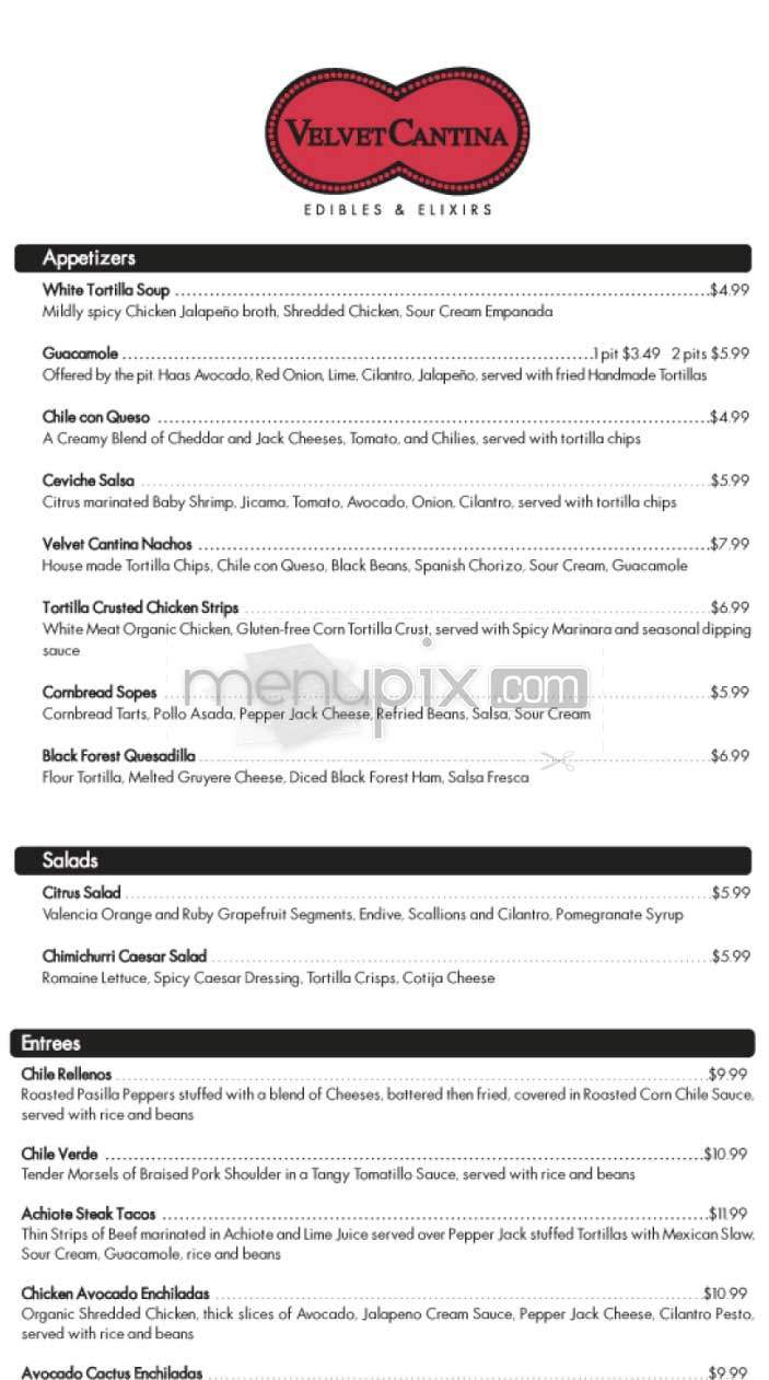 Velvet Cantina - San Francisco, CA menu_pic