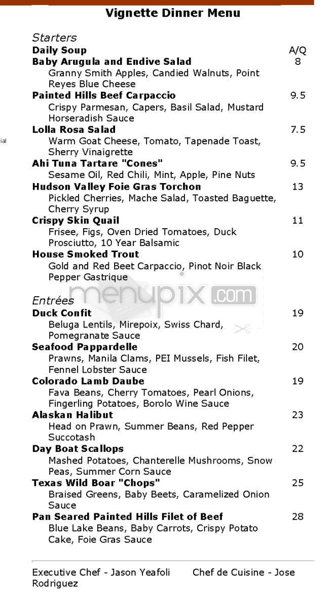 Vignette (Orchard Hotel) - San Francisco, CA menu_pic