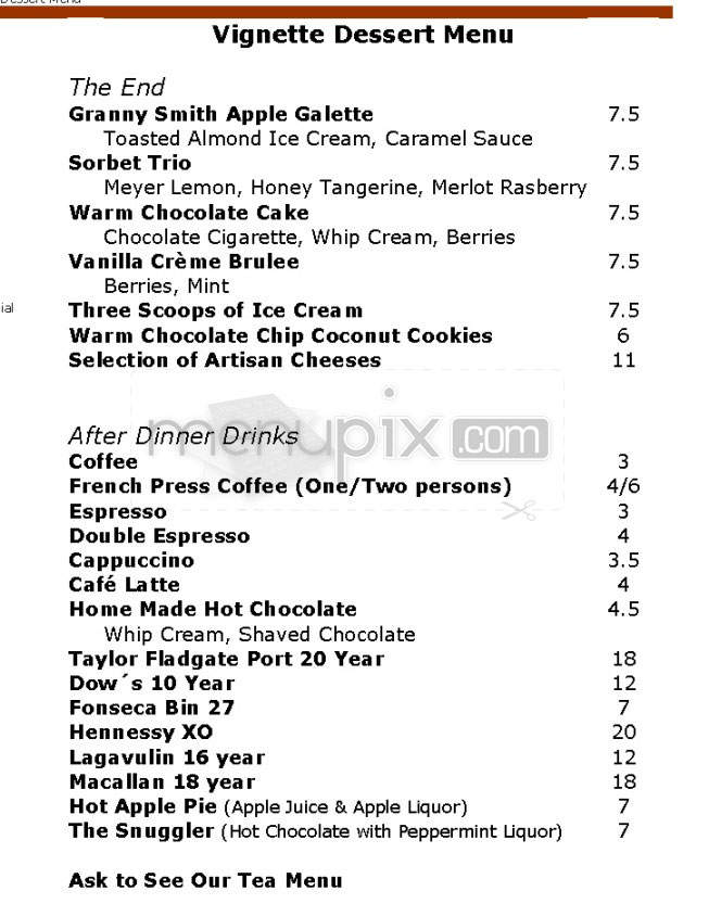 Vignette (Orchard Hotel) - San Francisco, CA menu_pic