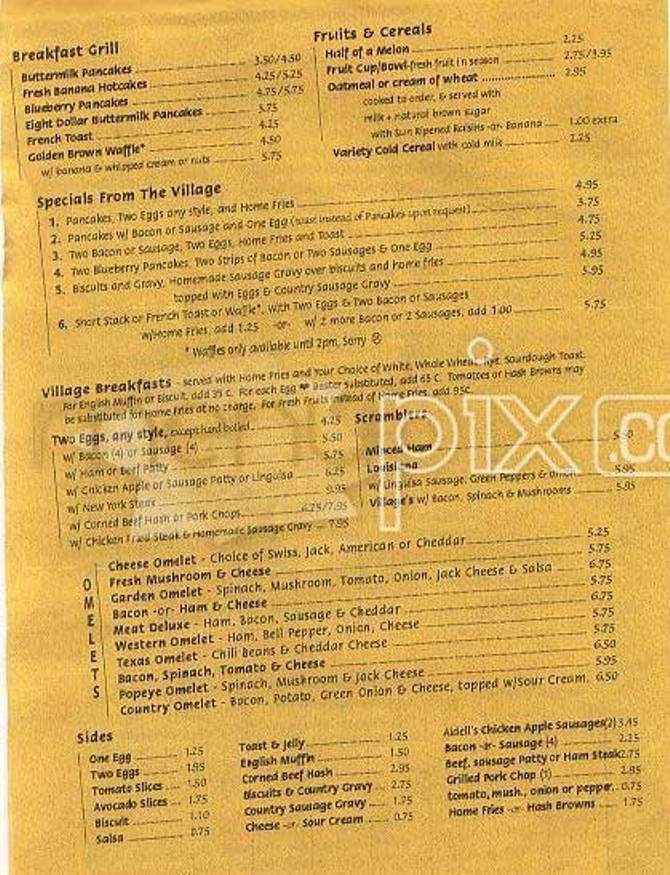 Village Cafe - Suffolk, VA menu_pic
