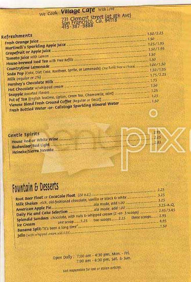 Village Cafe - Suffolk, VA menu_pic