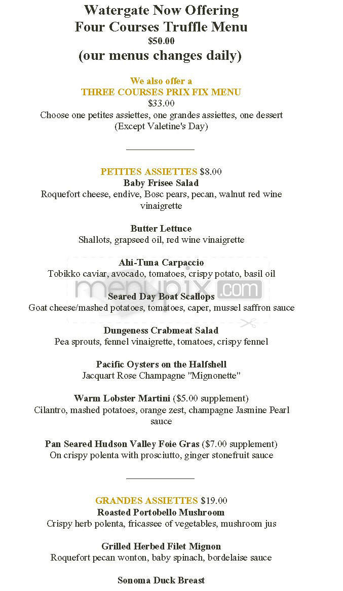 Watergate - San Francisco, CA menu_pic