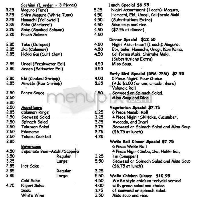 WeBe Sushi - San Francisco, CA menu_pic