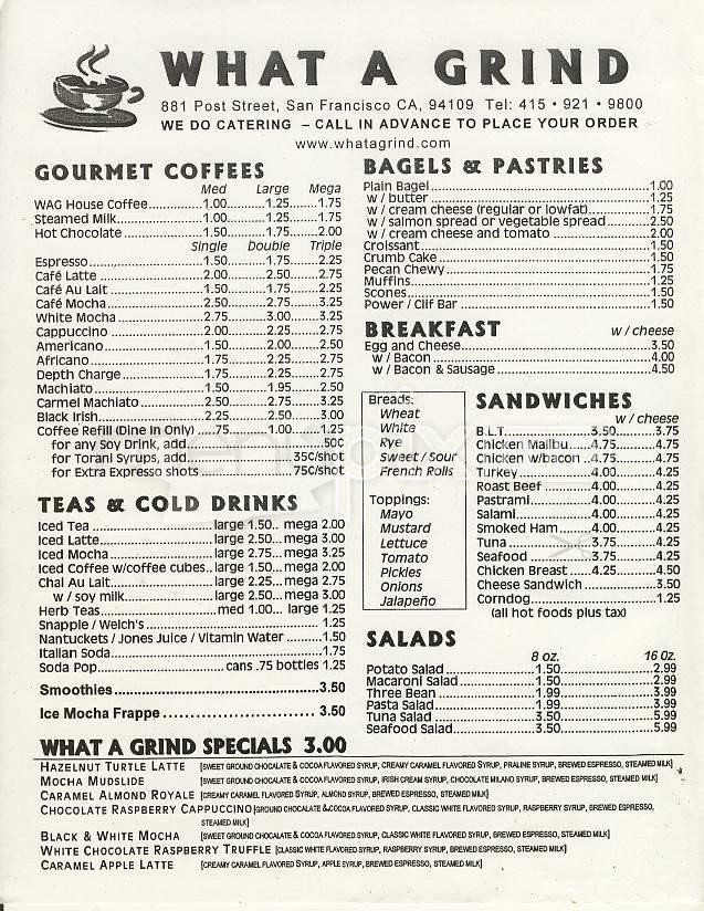 What A Grind - San Francisco, CA menu_pic