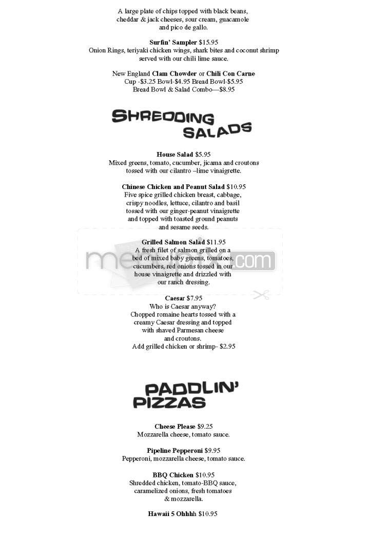 Wipeout Bar & Grill - San Francisco, CA menu_pic