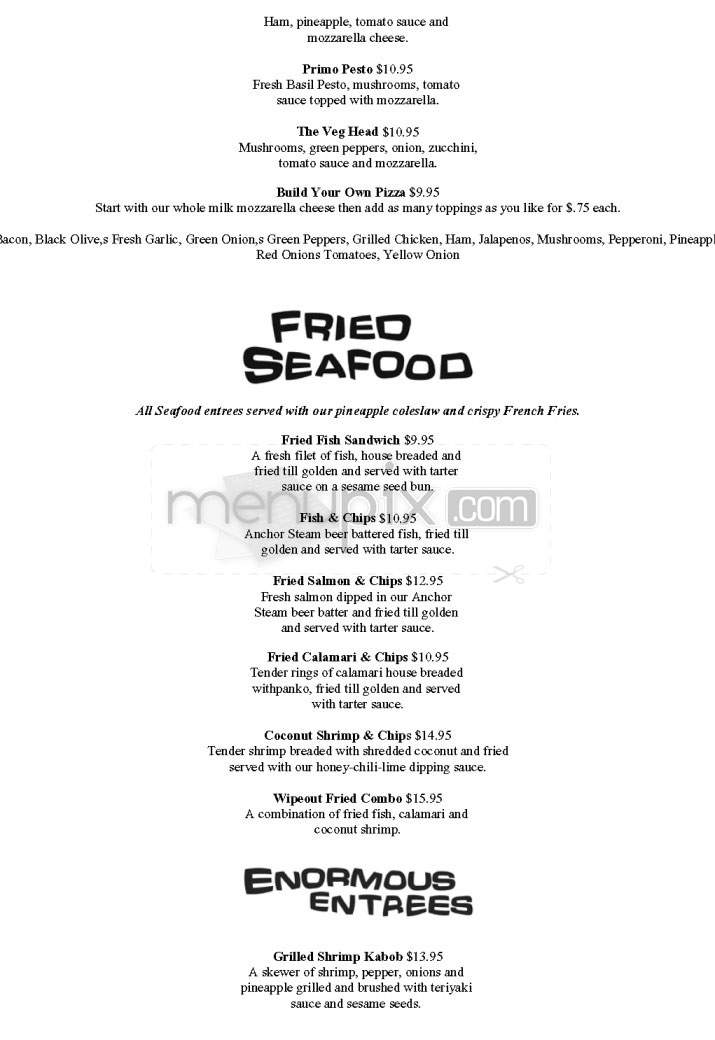 Wipeout Bar & Grill - San Francisco, CA menu_pic