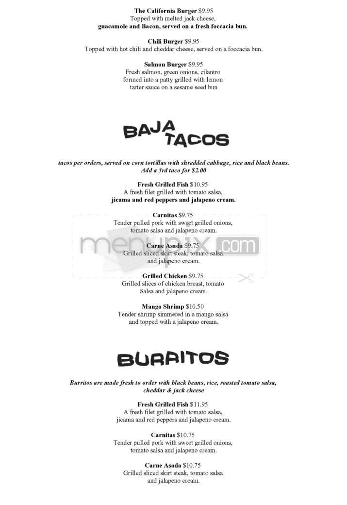 Wipeout Bar & Grill - San Francisco, CA menu_pic