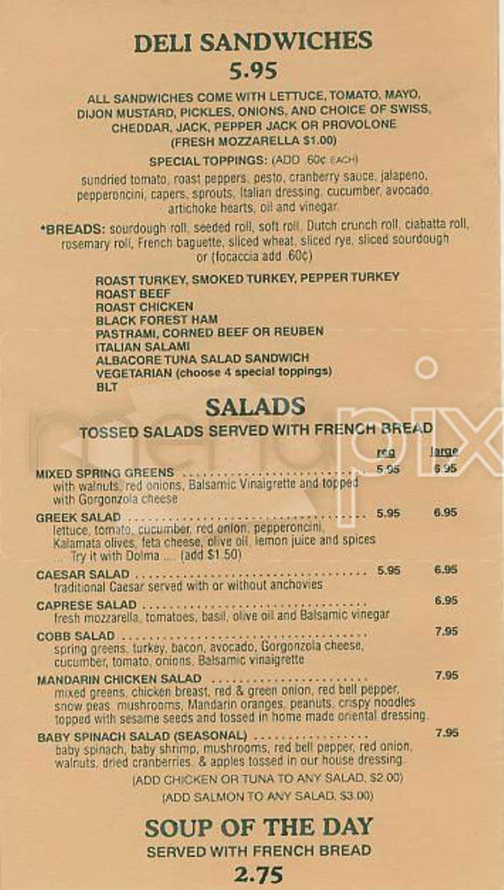 Working Girls' Cafe - San Francisco, CA menu_pic