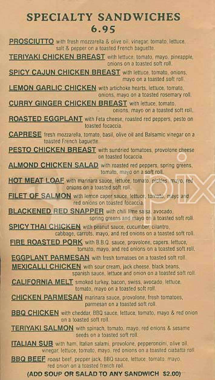 Working Girls' Cafe - San Francisco, CA menu_pic