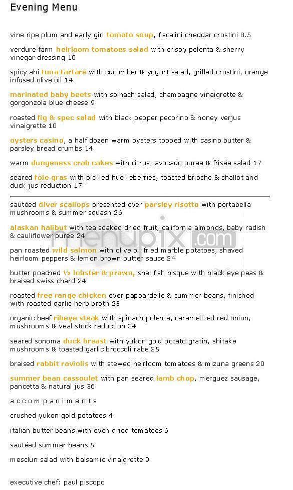Xyz At West San Francisco - San Francisco, CA menu_pic