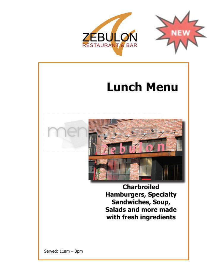 Zebulon - San Francisco, CA menu_pic