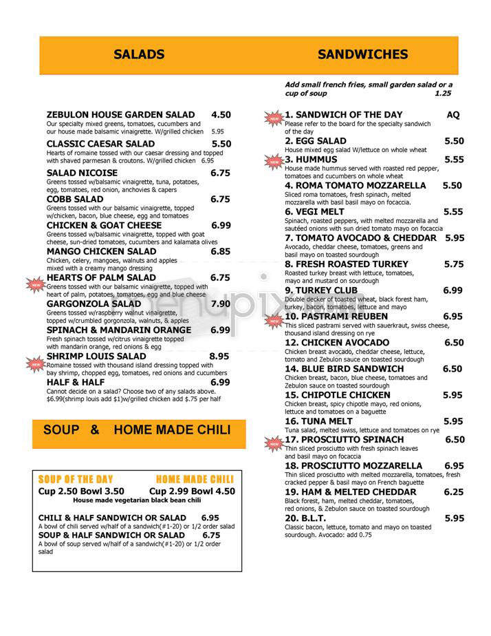 Zebulon - San Francisco, CA menu_pic