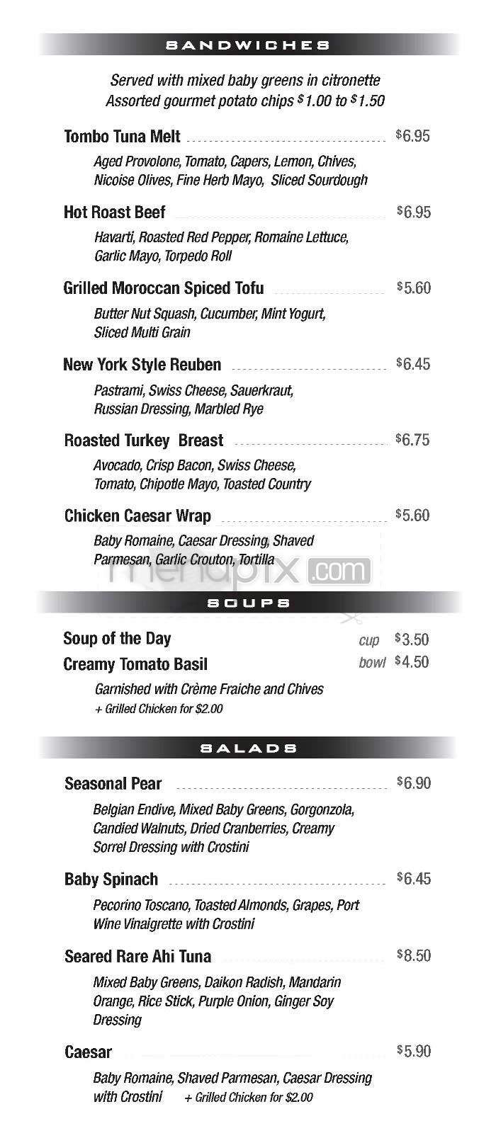 Axis Cafe - San Francisco, CA menu_pic