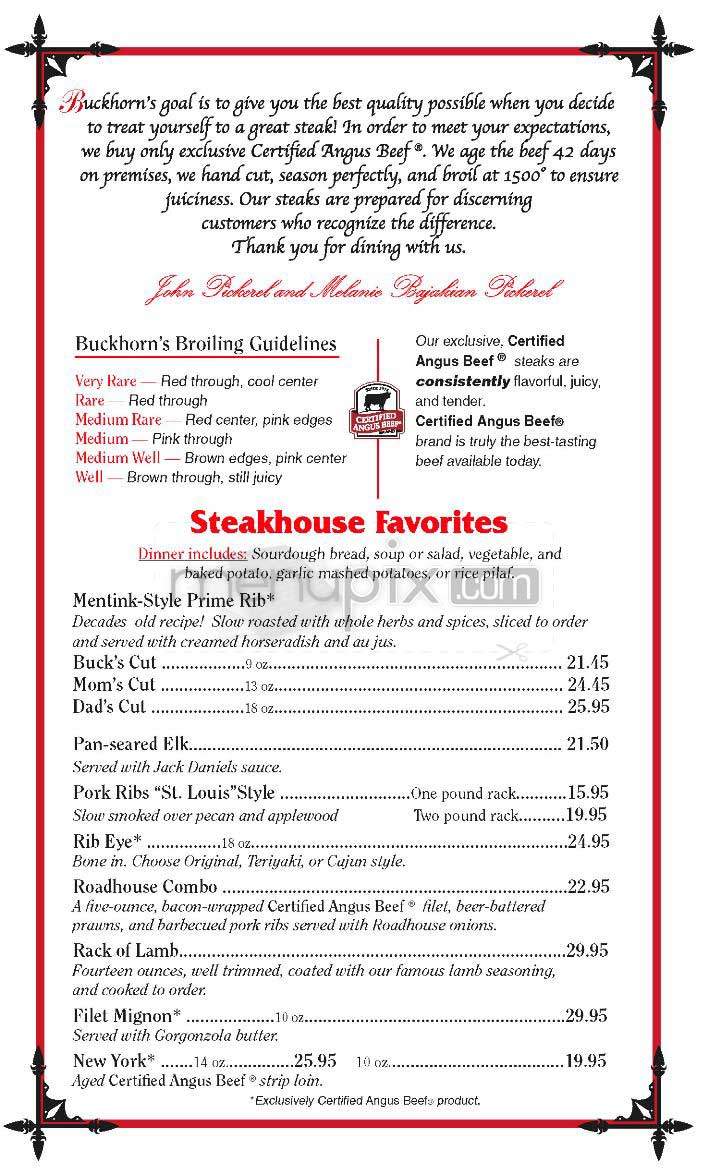 Buckhorn Grill - San Francisco, CA menu_pic