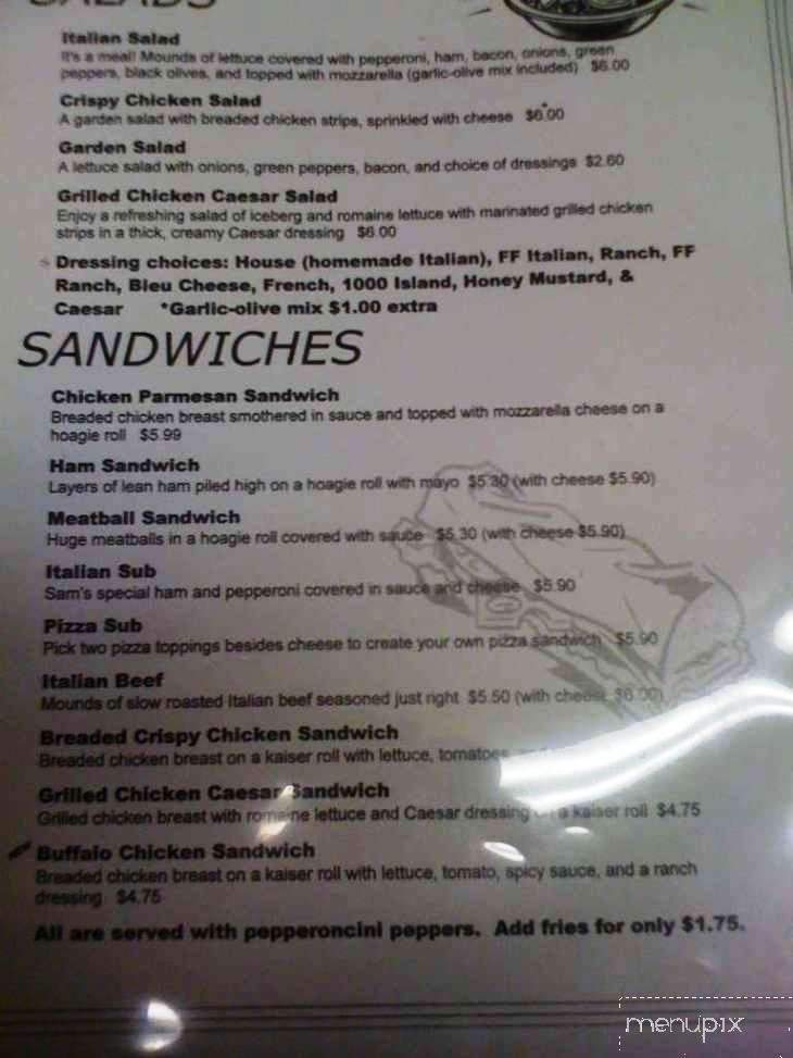 Sam's Too Italian Pizza - Sherman, IL menu_pic