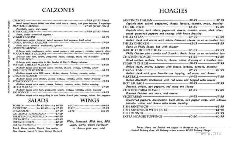 Scooch's Pizza and Beer - Aliquippa, PA menu_pic