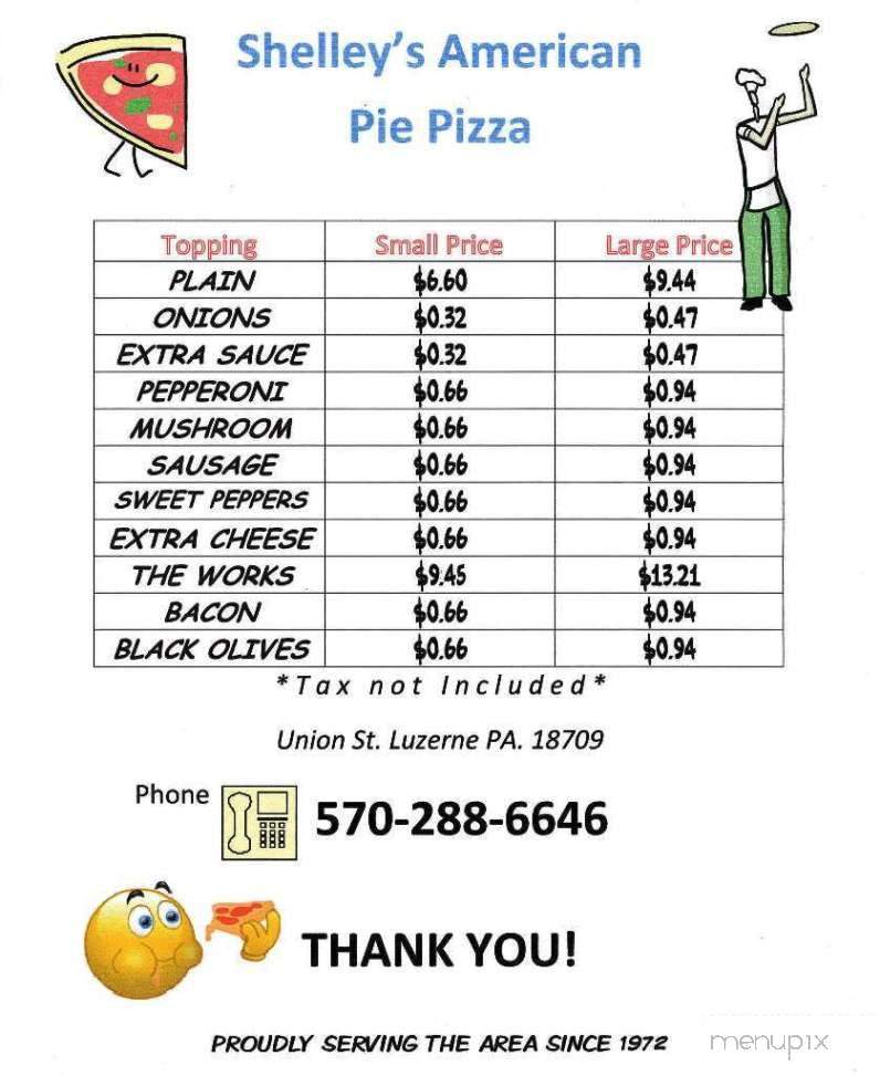 Shelley's American Pie Pizza - Luzerne, PA menu_pic