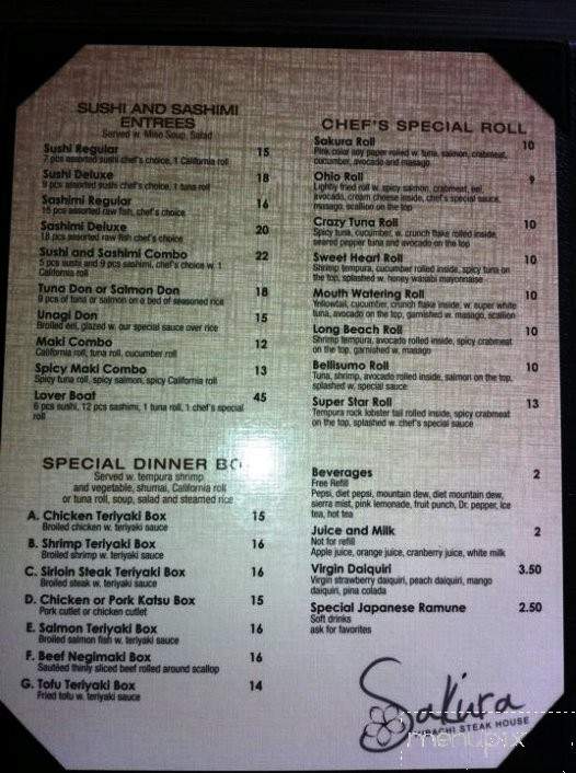 Sakura - Wheelersburg, OH menu_pic