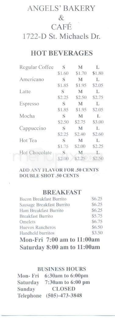 Angel's Bakery & Cafe - Santa Fe, NM menu_pic
