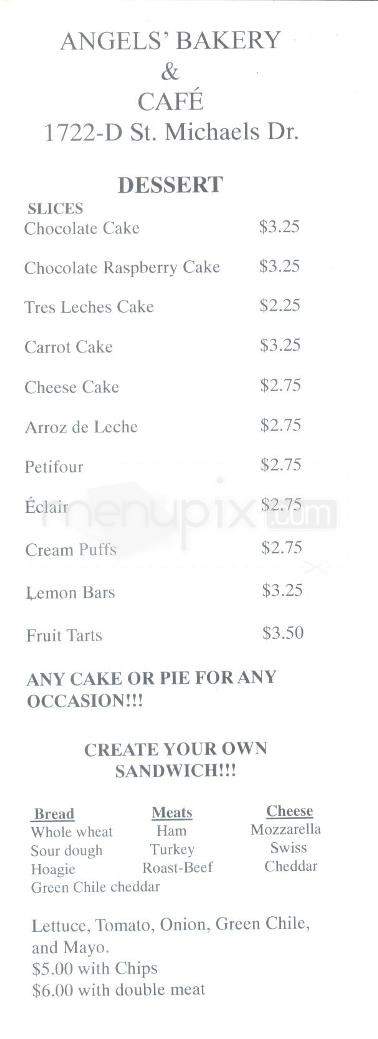 Angel's Bakery & Cafe - Santa Fe, NM menu_pic