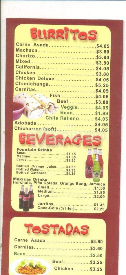 Burrito Spot - Santa Fe, NM menu_pic