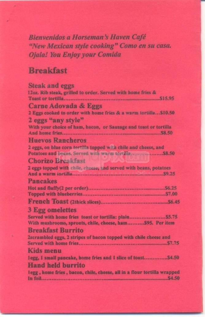 Horseman's Haven Cafe - Santa Fe, NM menu_pic