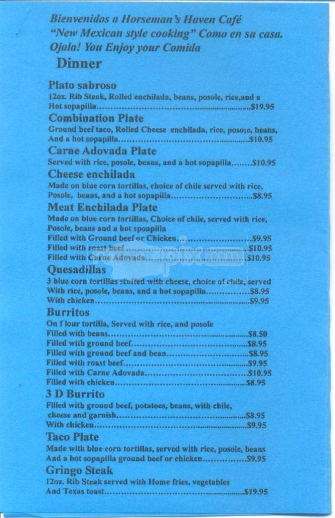 Horseman's Haven Cafe - Santa Fe, NM menu_pic