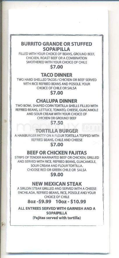 Cafe Castro - Santa Fe, NM menu_pic