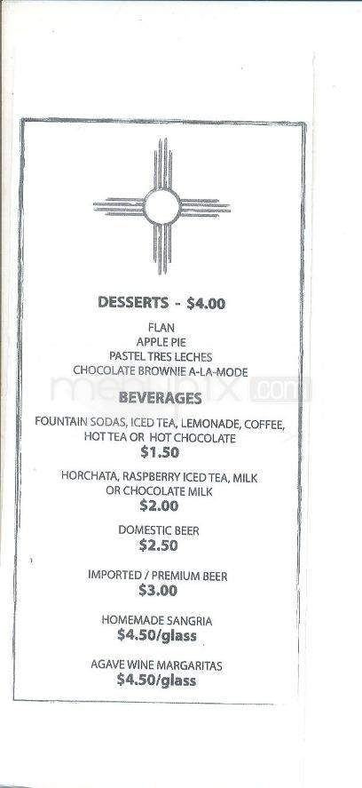 Cafe Castro - Santa Fe, NM menu_pic