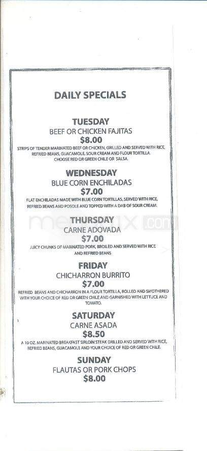 Cafe Castro - Santa Fe, NM menu_pic