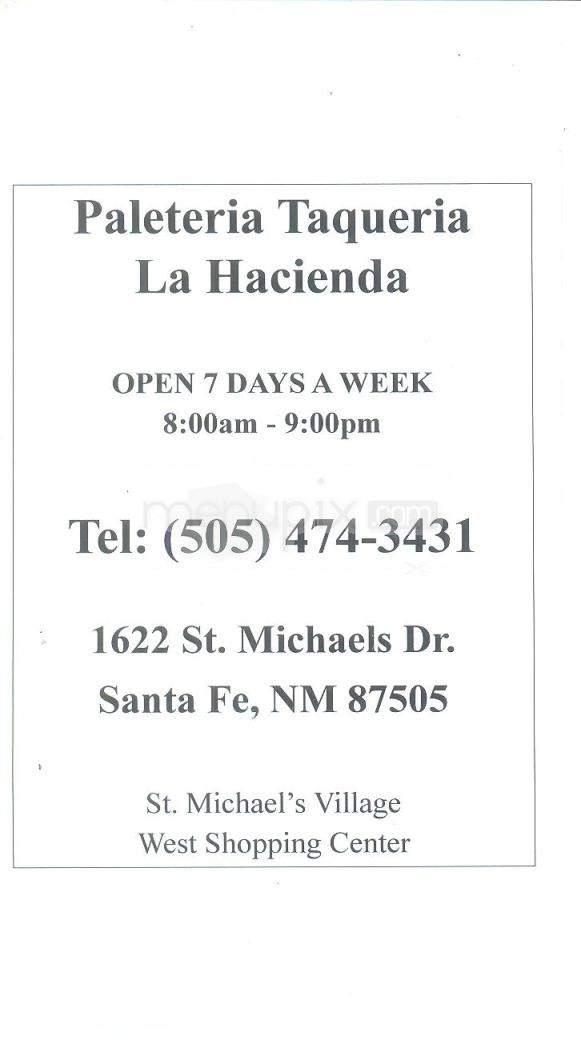 Paleteria Taqueria La Hacienda - Santa Fe, NM menu_pic
