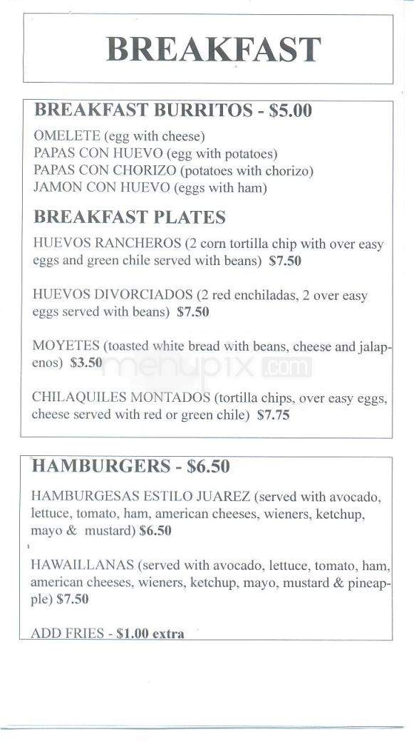 Paleteria Taqueria La Hacienda - Santa Fe, NM menu_pic
