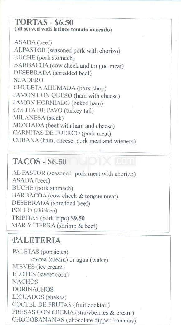 Paleteria Taqueria La Hacienda - Santa Fe, NM menu_pic