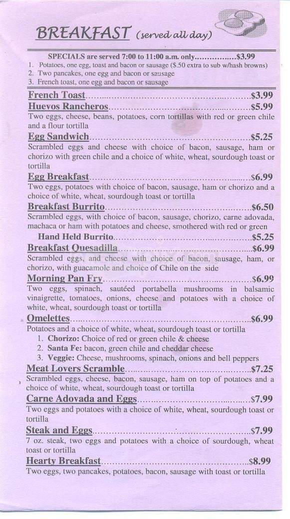 Ramblin' Cafe - Santa Fe, NM menu_pic