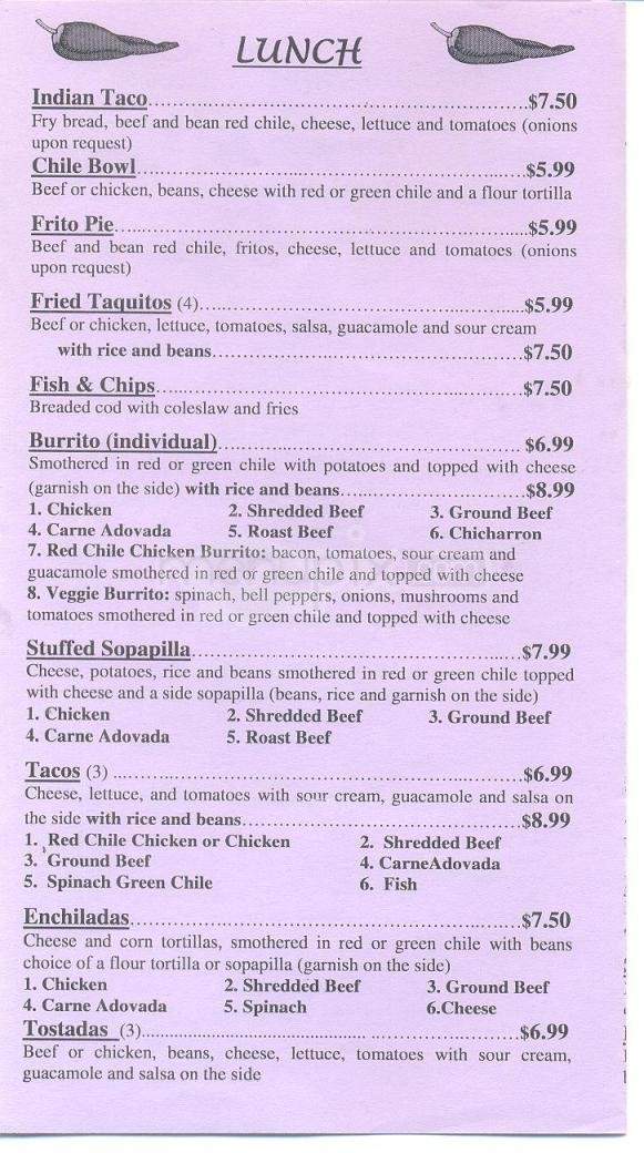 Ramblin' Cafe - Santa Fe, NM menu_pic