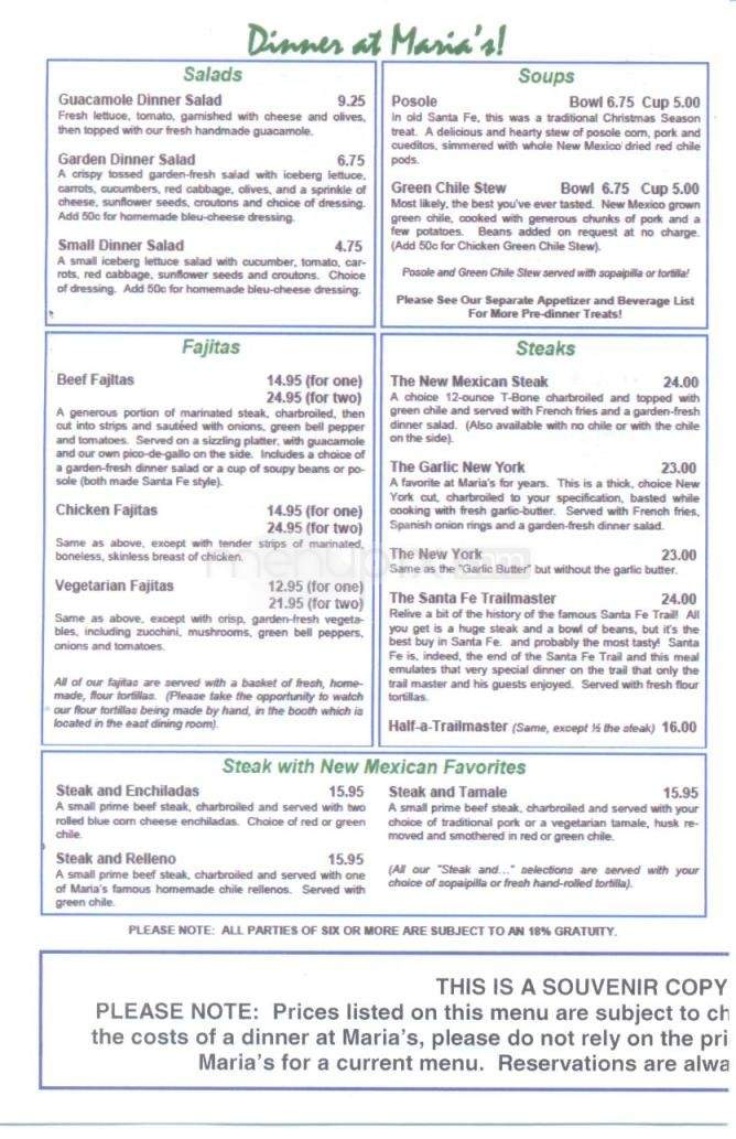 Maria's New Mexican Kitchen - Santa Fe, NM menu_pic