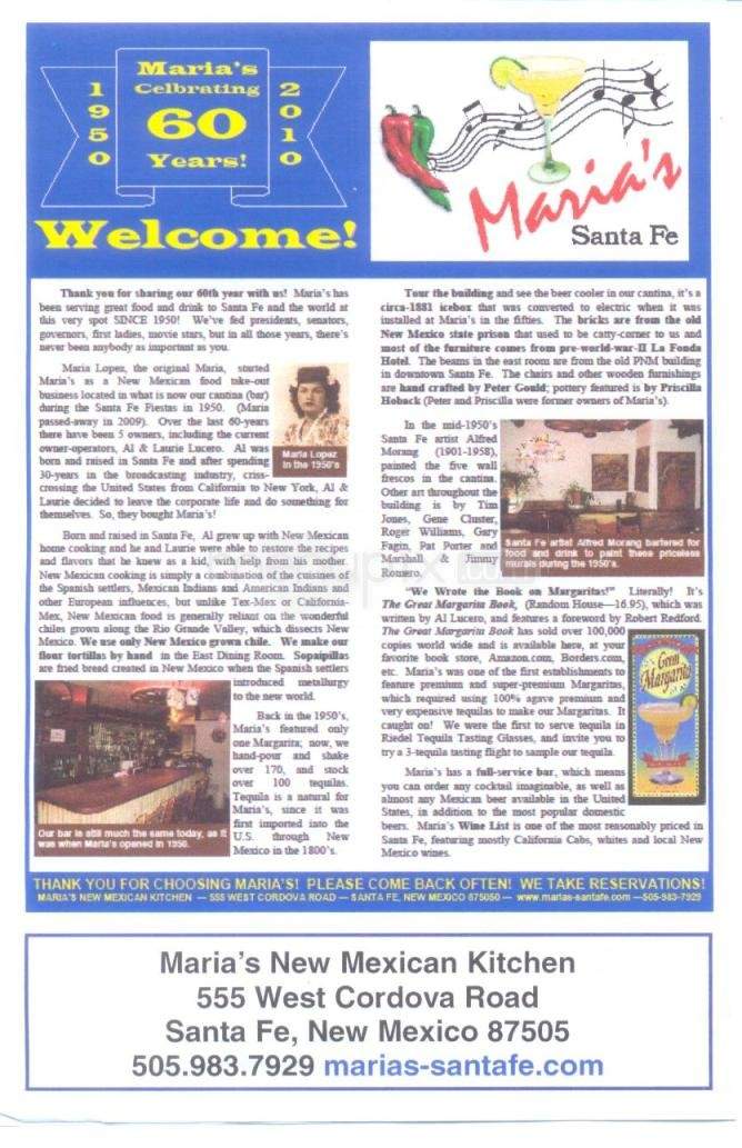 Maria's New Mexican Kitchen - Santa Fe, NM menu_pic